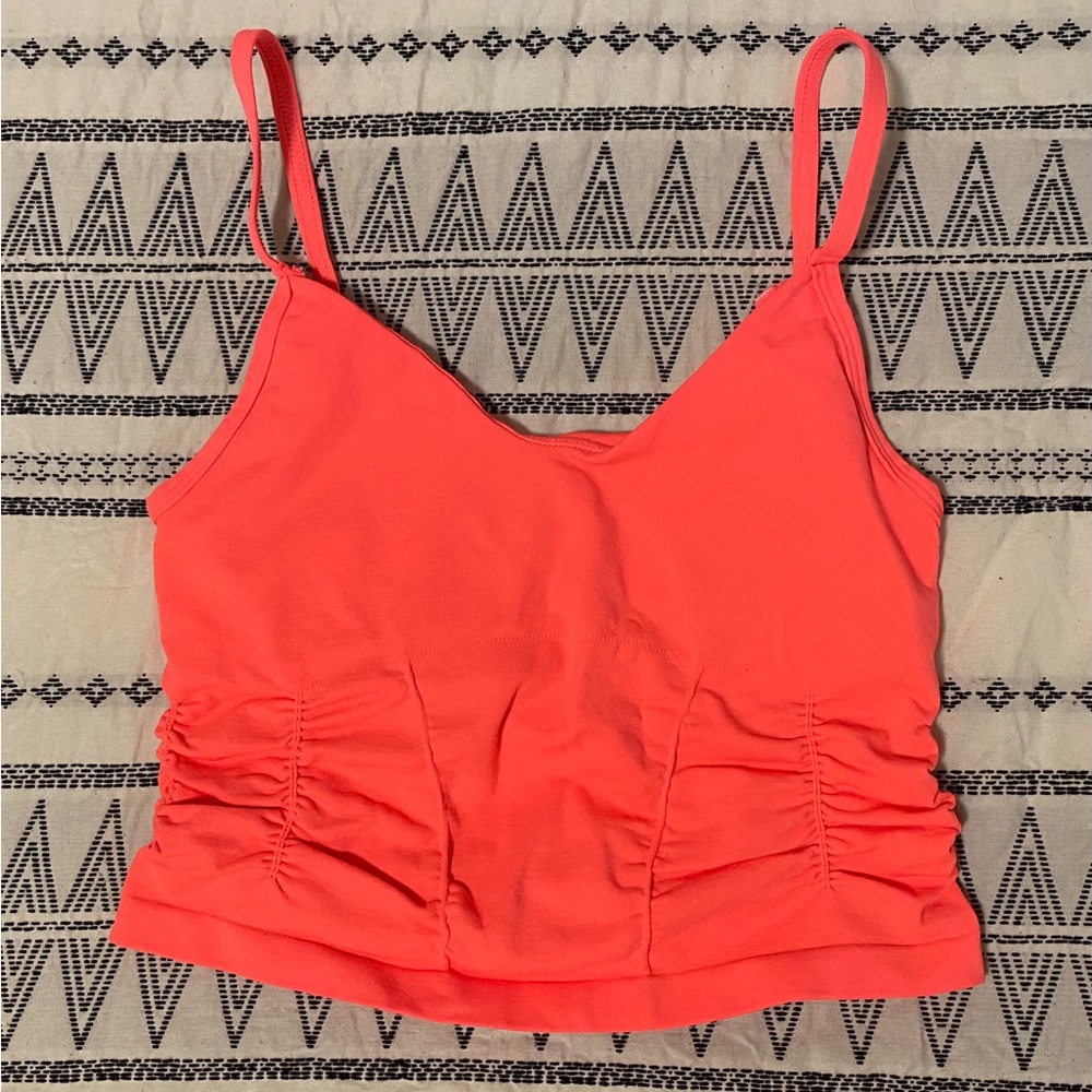FP Hot Coral Rouched Tank - New Without Tags. Wrong size for me.